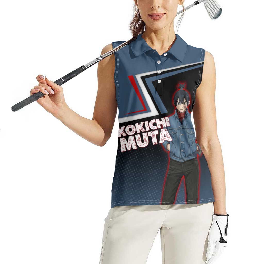 Kokichi Muta Women Sleeveless Polo Shirt Bold Anime Graphic Style