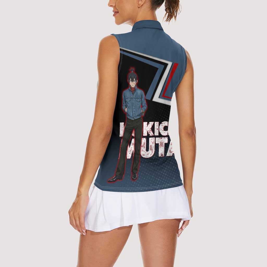 Kokichi Muta Women Sleeveless Polo Shirt Bold Anime Graphic Style