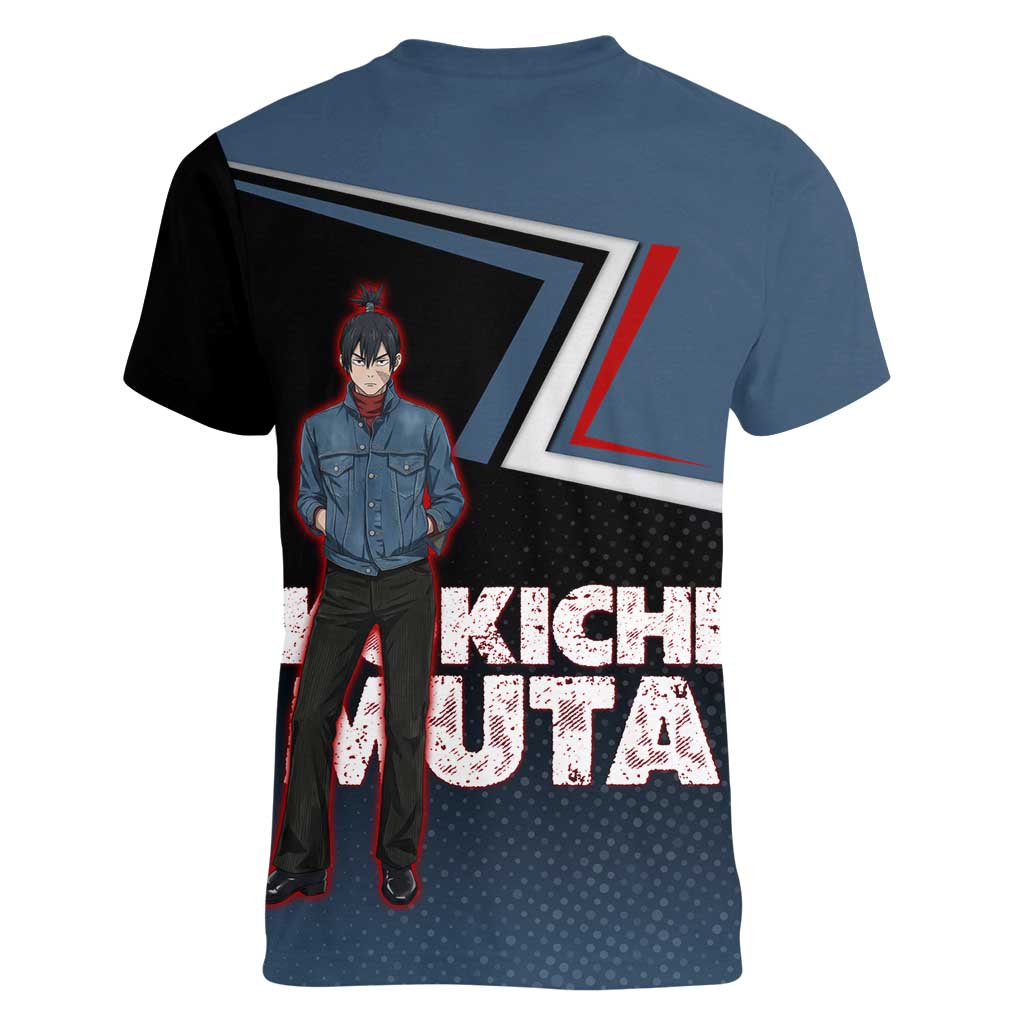 Kokichi Muta Women V-Neck T-Shirt Bold Anime Graphic Style