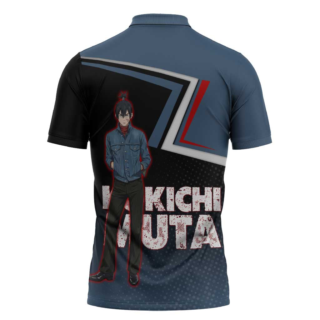 Kokichi Muta Zipper Polo Shirt Bold Anime Graphic Style