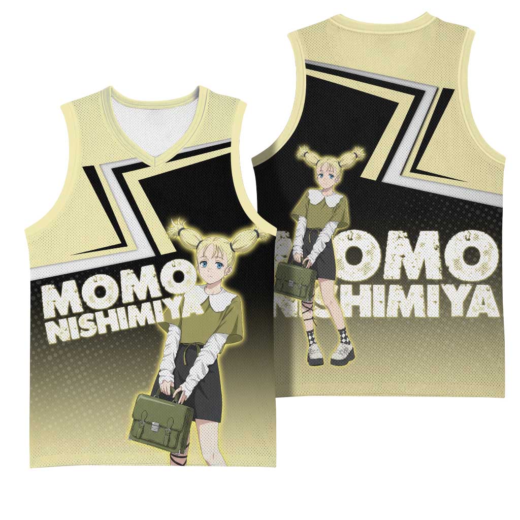 Momo Nishimiya Basketball Jersey Soft Pastel Anime Style
