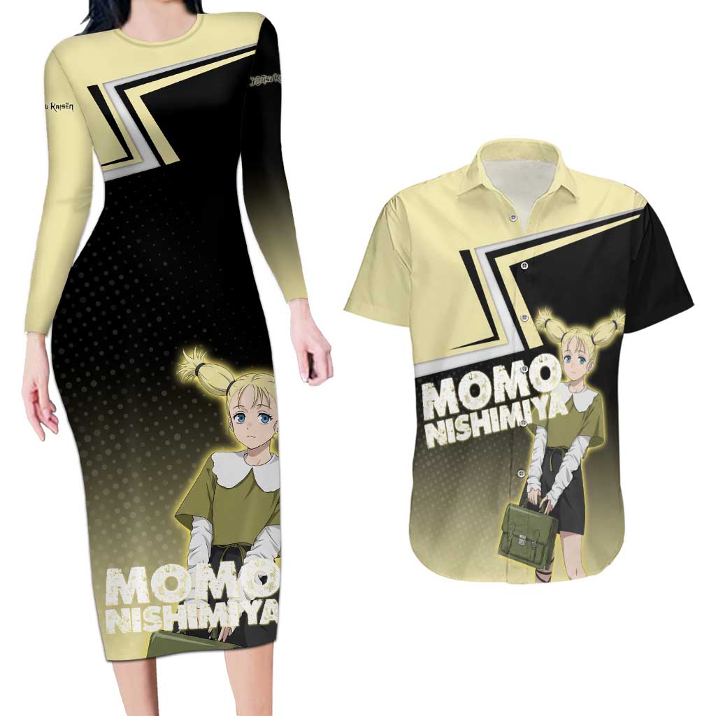 Momo Nishimiya Couples Matching Long Sleeve Bodycon Dress and Hawaiian Shirt Soft Pastel Anime Style