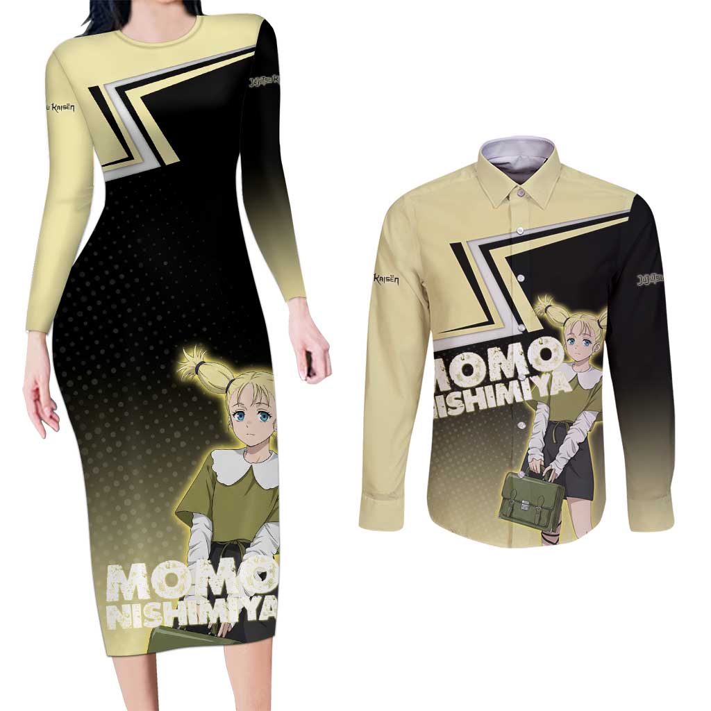 Momo Nishimiya Couples Matching Long Sleeve Bodycon Dress and Long Sleeve Button Shirt Soft Pastel Anime Style