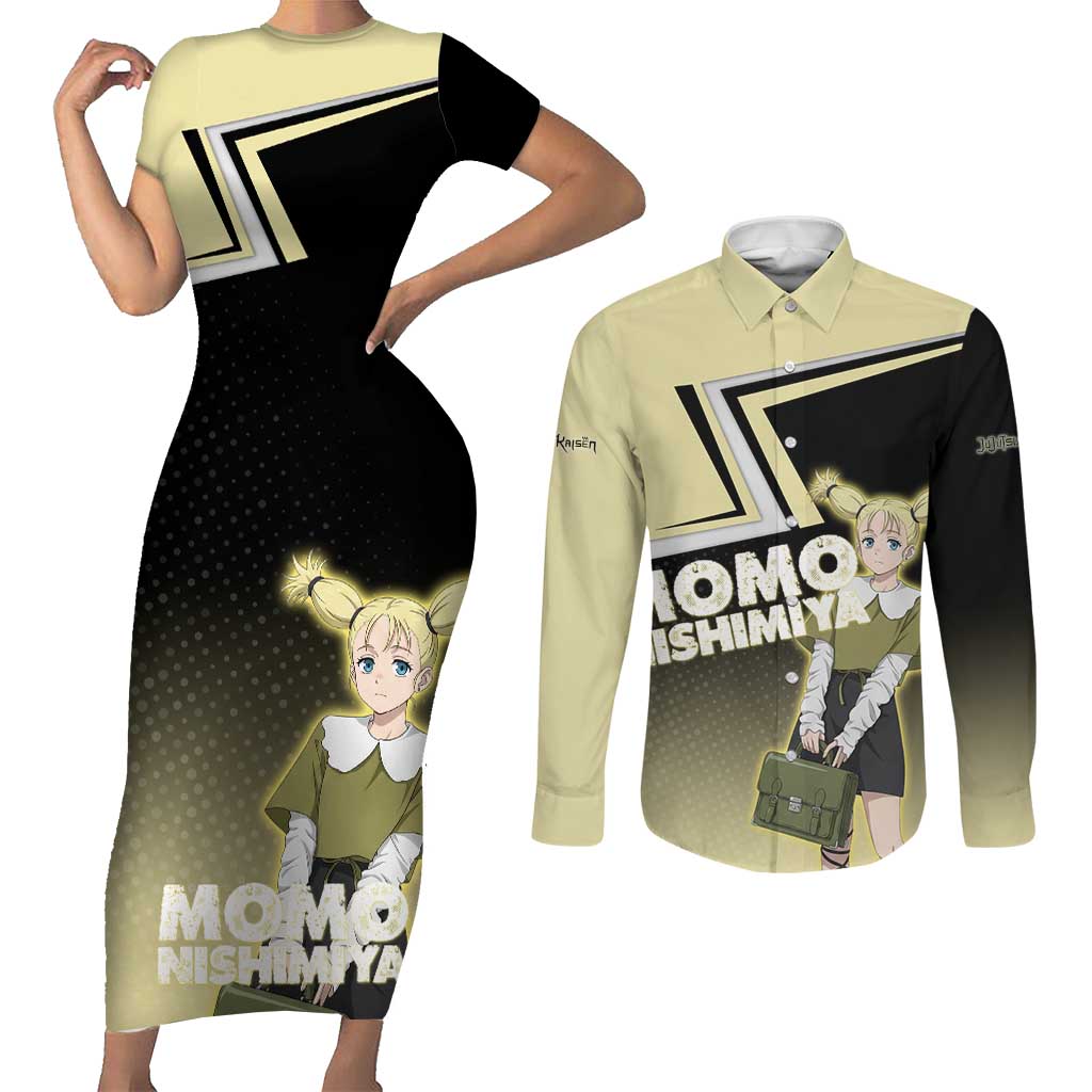 Momo Nishimiya Couples Matching Short Sleeve Bodycon Dress and Long Sleeve Button Shirt Soft Pastel Anime Style