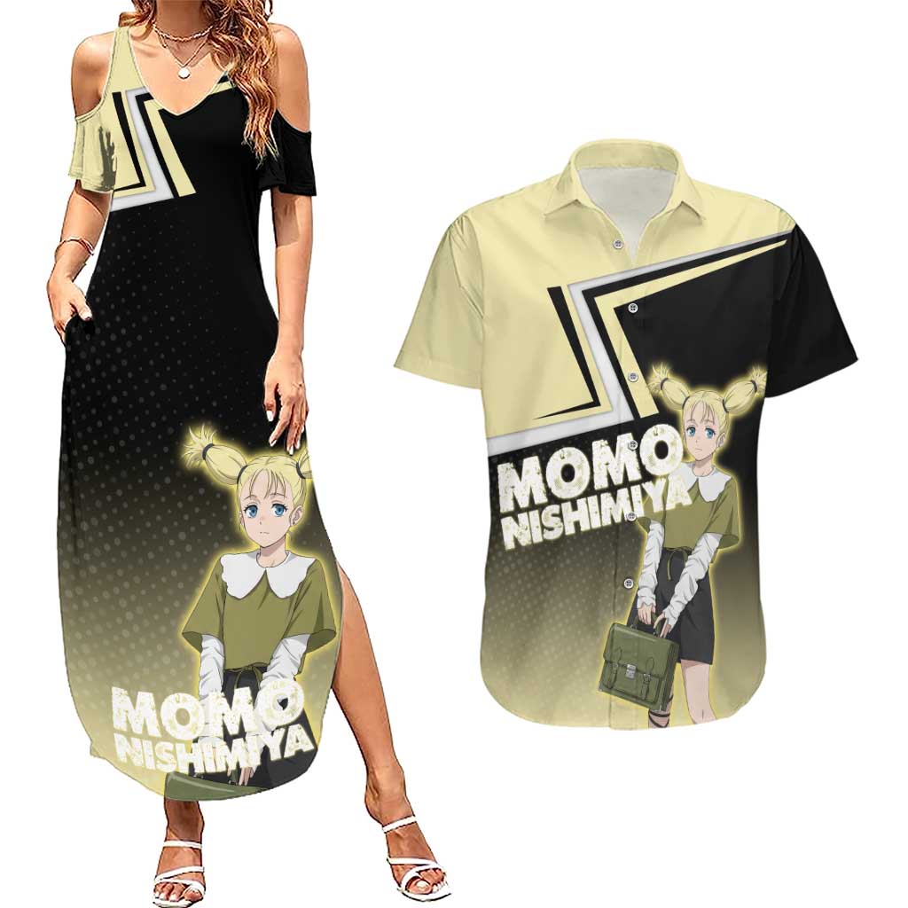Momo Nishimiya Couples Matching Summer Maxi Dress and Hawaiian Shirt Soft Pastel Anime Style