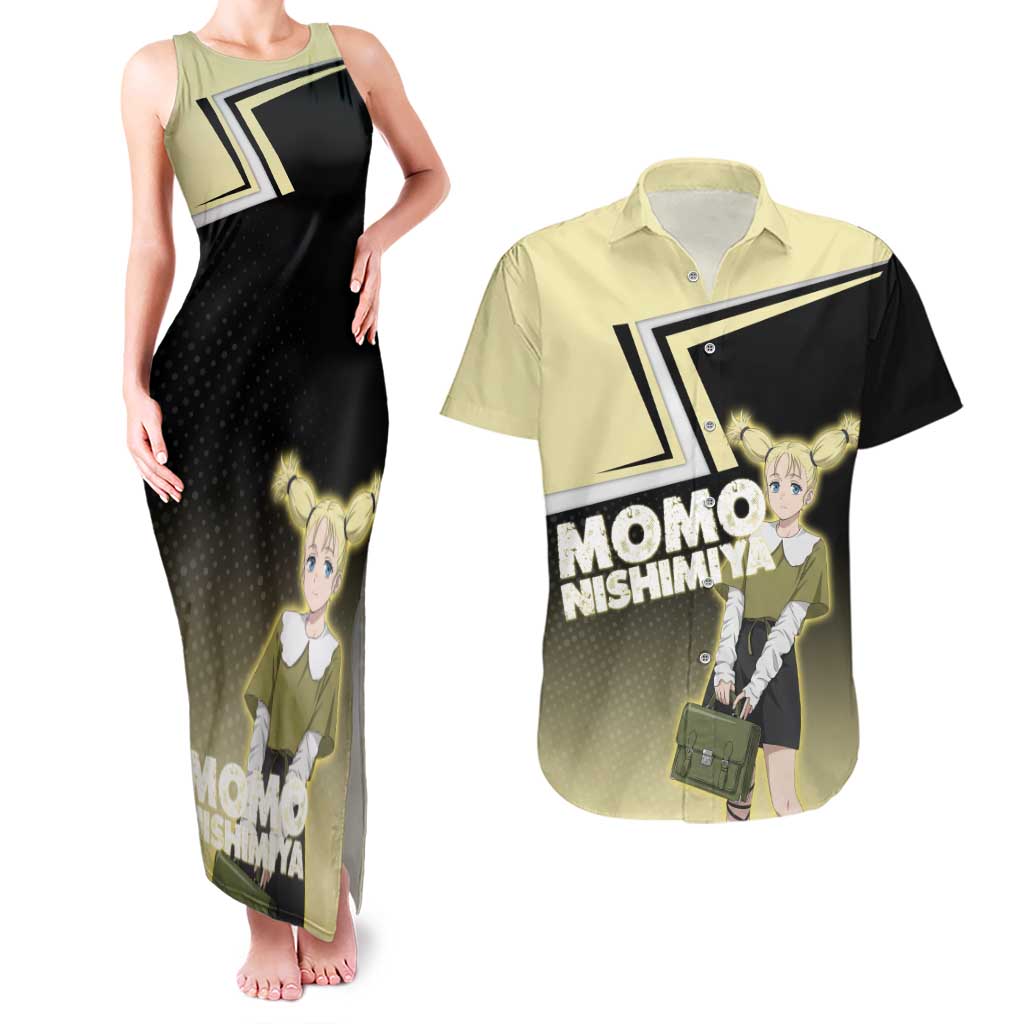 Momo Nishimiya Couples Matching Tank Maxi Dress and Hawaiian Shirt Soft Pastel Anime Style