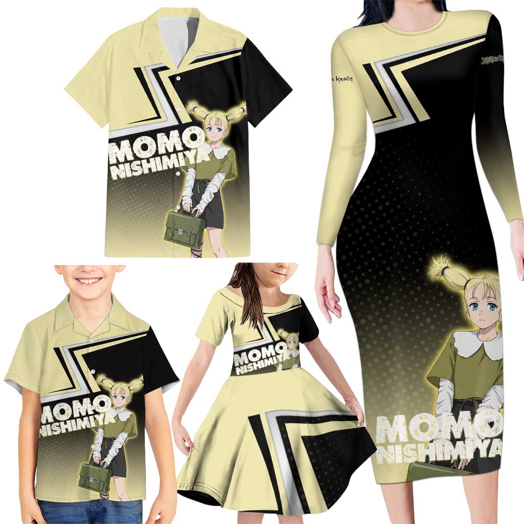 Momo Nishimiya Family Matching Long Sleeve Bodycon Dress and Hawaiian Shirt Soft Pastel Anime Style