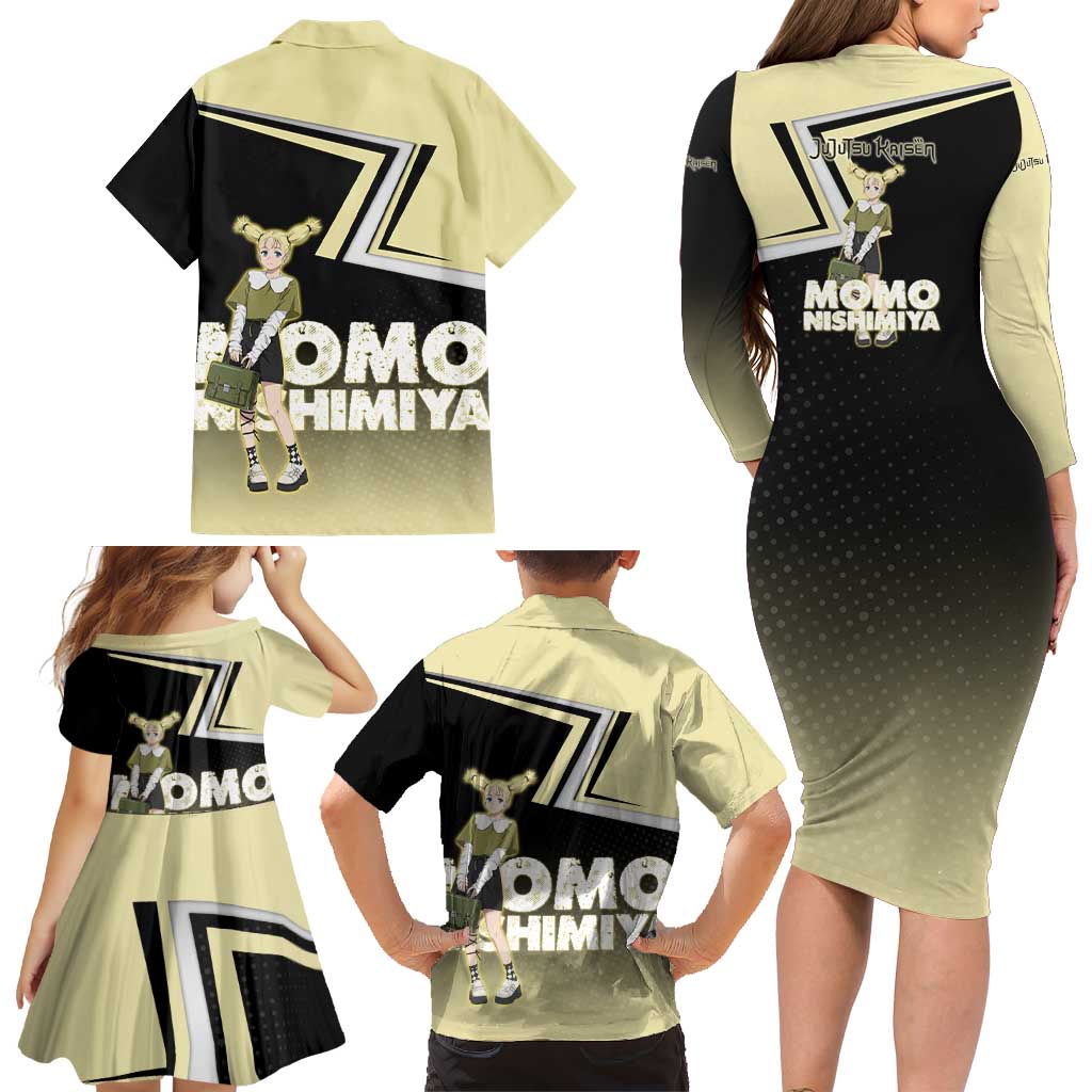Momo Nishimiya Family Matching Long Sleeve Bodycon Dress and Hawaiian Shirt Soft Pastel Anime Style