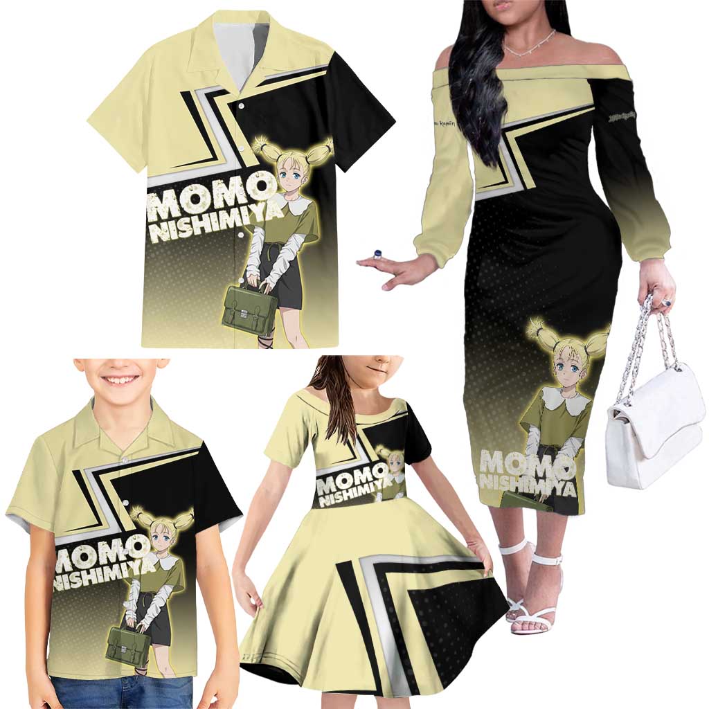 Momo Nishimiya Family Matching Off The Shoulder Long Sleeve Dress and Hawaiian Shirt Soft Pastel Anime Style