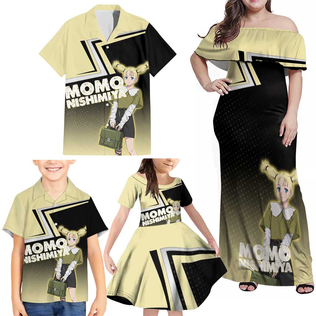 Momo Nishimiya Family Matching Off Shoulder Maxi Dress and Hawaiian Shirt Soft Pastel Anime Style
