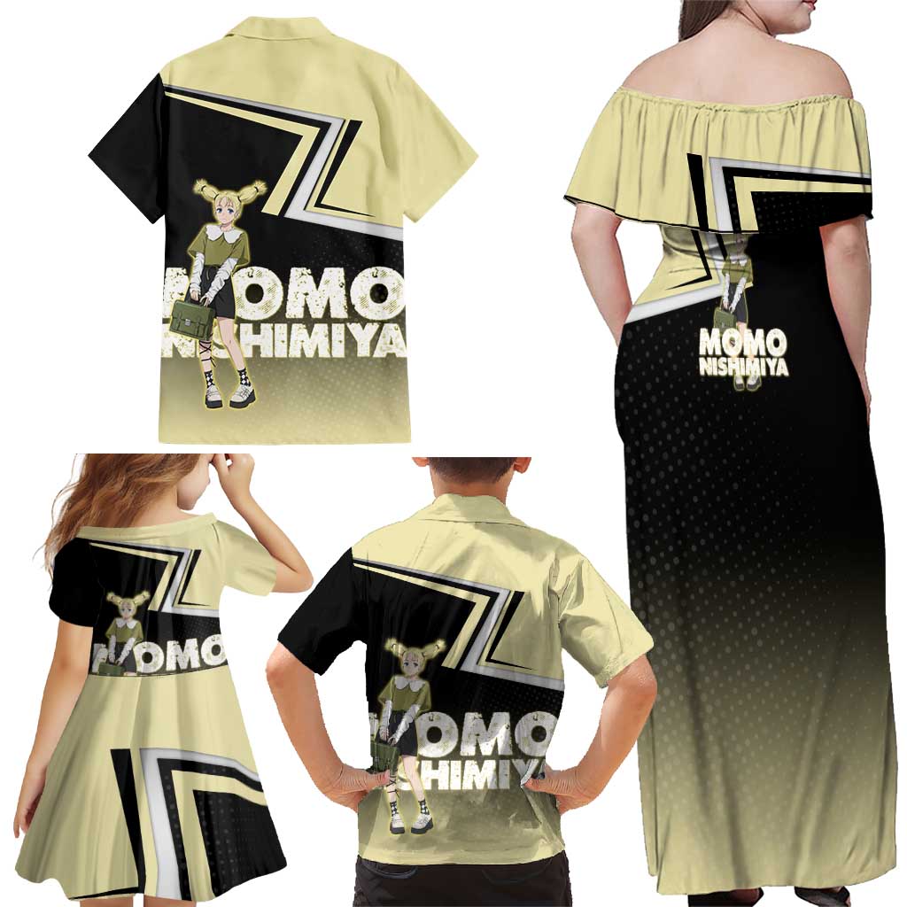Momo Nishimiya Family Matching Off Shoulder Maxi Dress and Hawaiian Shirt Soft Pastel Anime Style