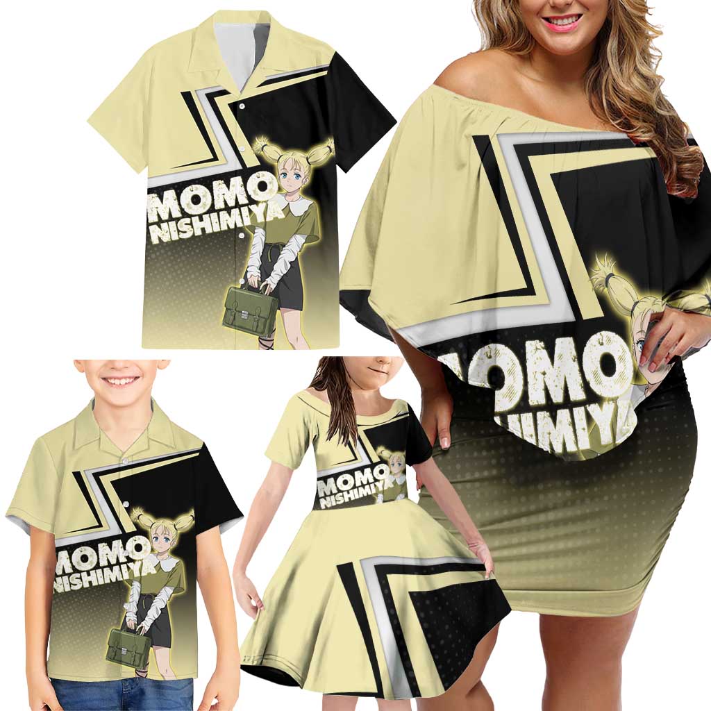 Momo Nishimiya Family Matching Off Shoulder Short Dress and Hawaiian Shirt Soft Pastel Anime Style