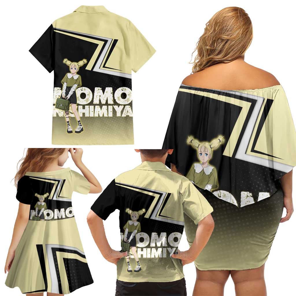 Momo Nishimiya Family Matching Off Shoulder Short Dress and Hawaiian Shirt Soft Pastel Anime Style