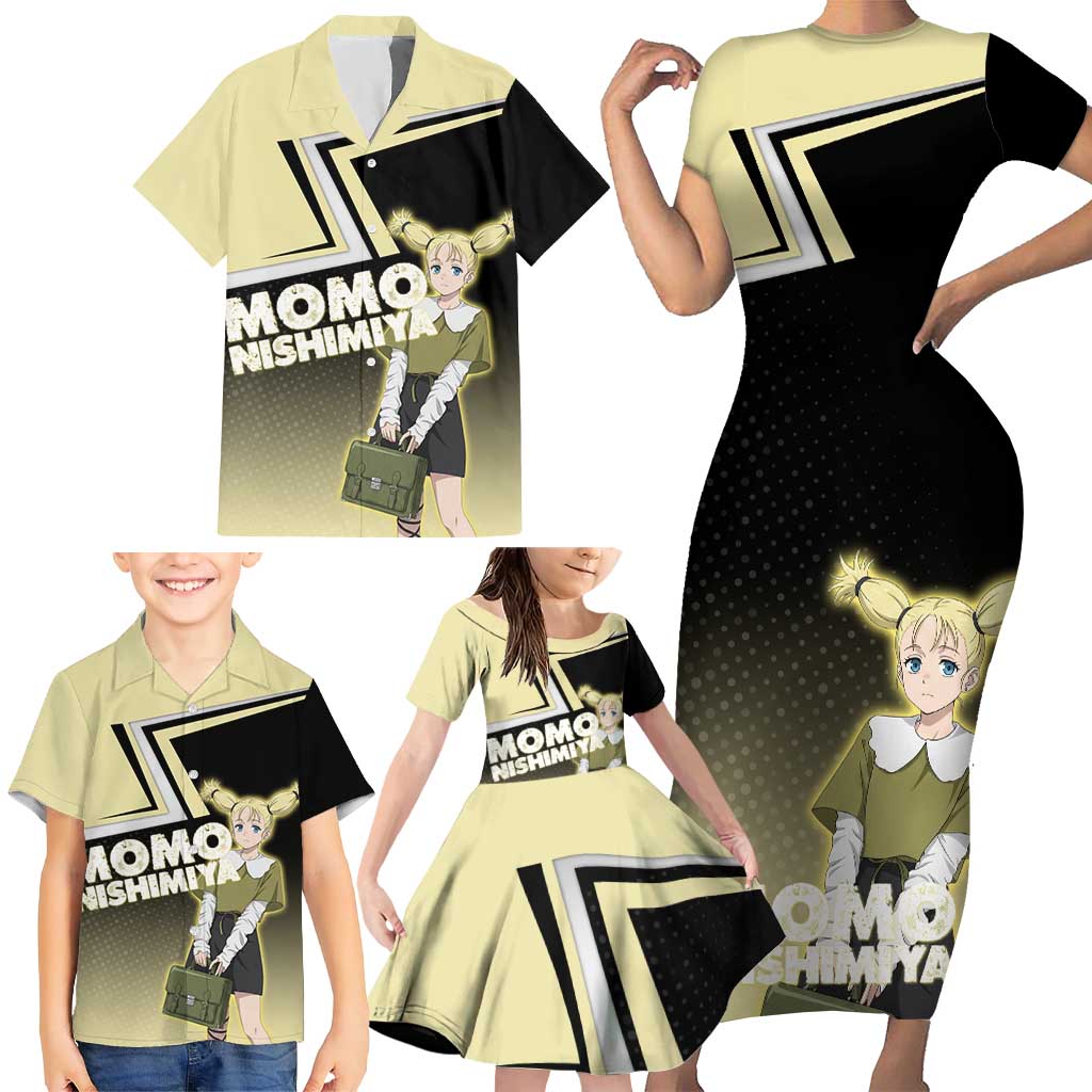 Momo Nishimiya Family Matching Short Sleeve Bodycon Dress and Hawaiian Shirt Soft Pastel Anime Style