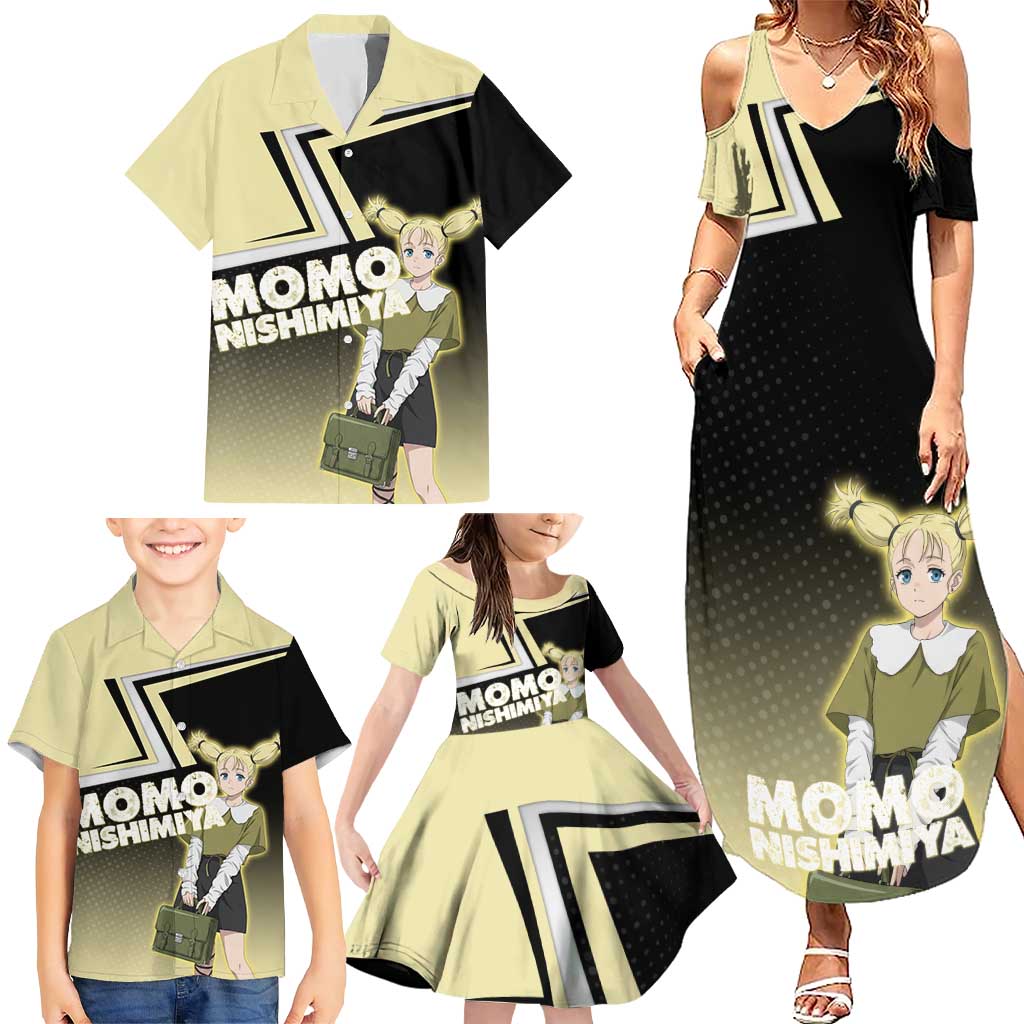 Momo Nishimiya Family Matching Summer Maxi Dress and Hawaiian Shirt Soft Pastel Anime Style