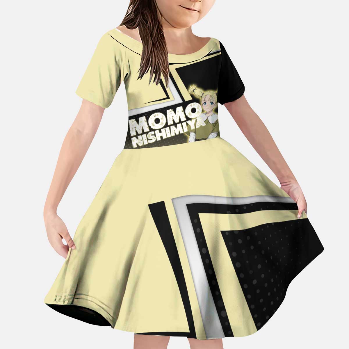 Momo Nishimiya Kid Short Sleeve Dress Soft Pastel Anime Style