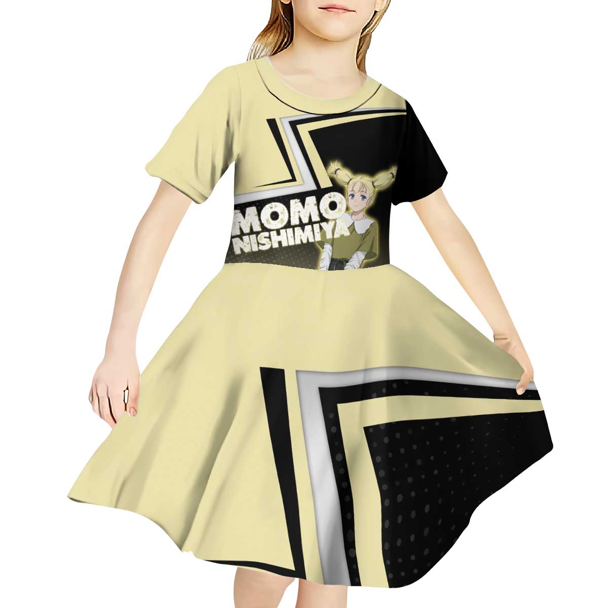 Momo Nishimiya Kid Short Sleeve Dress Soft Pastel Anime Style