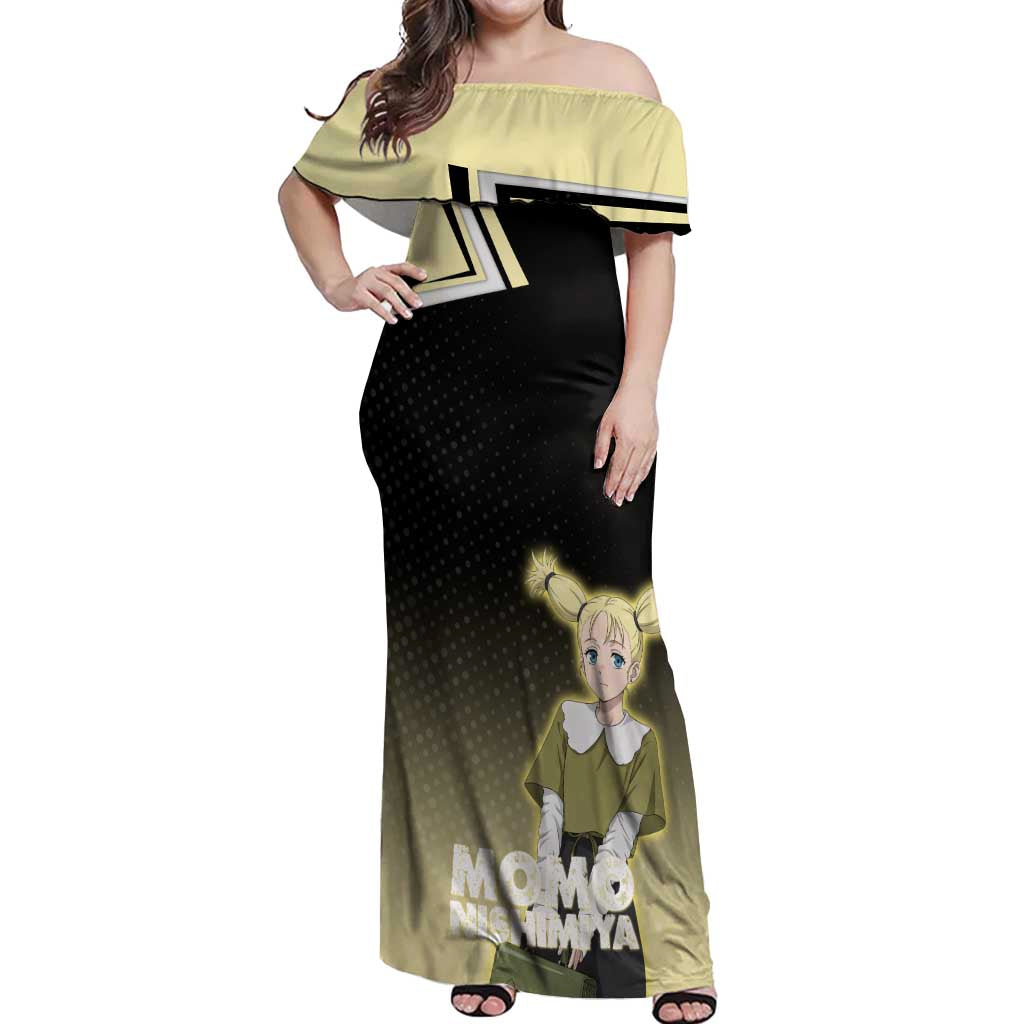 Momo Nishimiya Off Shoulder Maxi Dress Soft Pastel Anime Style