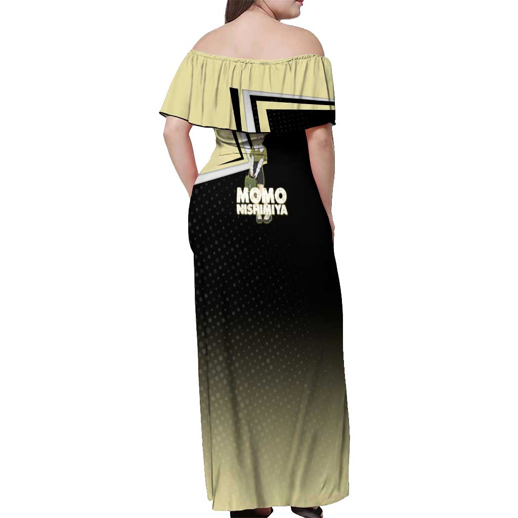 Momo Nishimiya Off Shoulder Maxi Dress Soft Pastel Anime Style