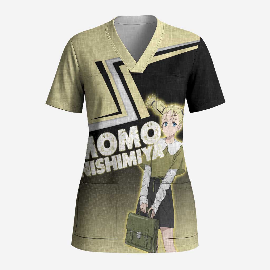Momo Nishimiya Scrub Top Soft Pastel Anime Style