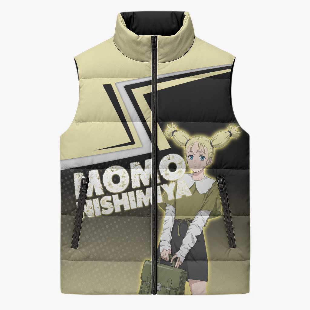 Momo Nishimiya Sleeveless Puffer Jacket Soft Pastel Anime Style