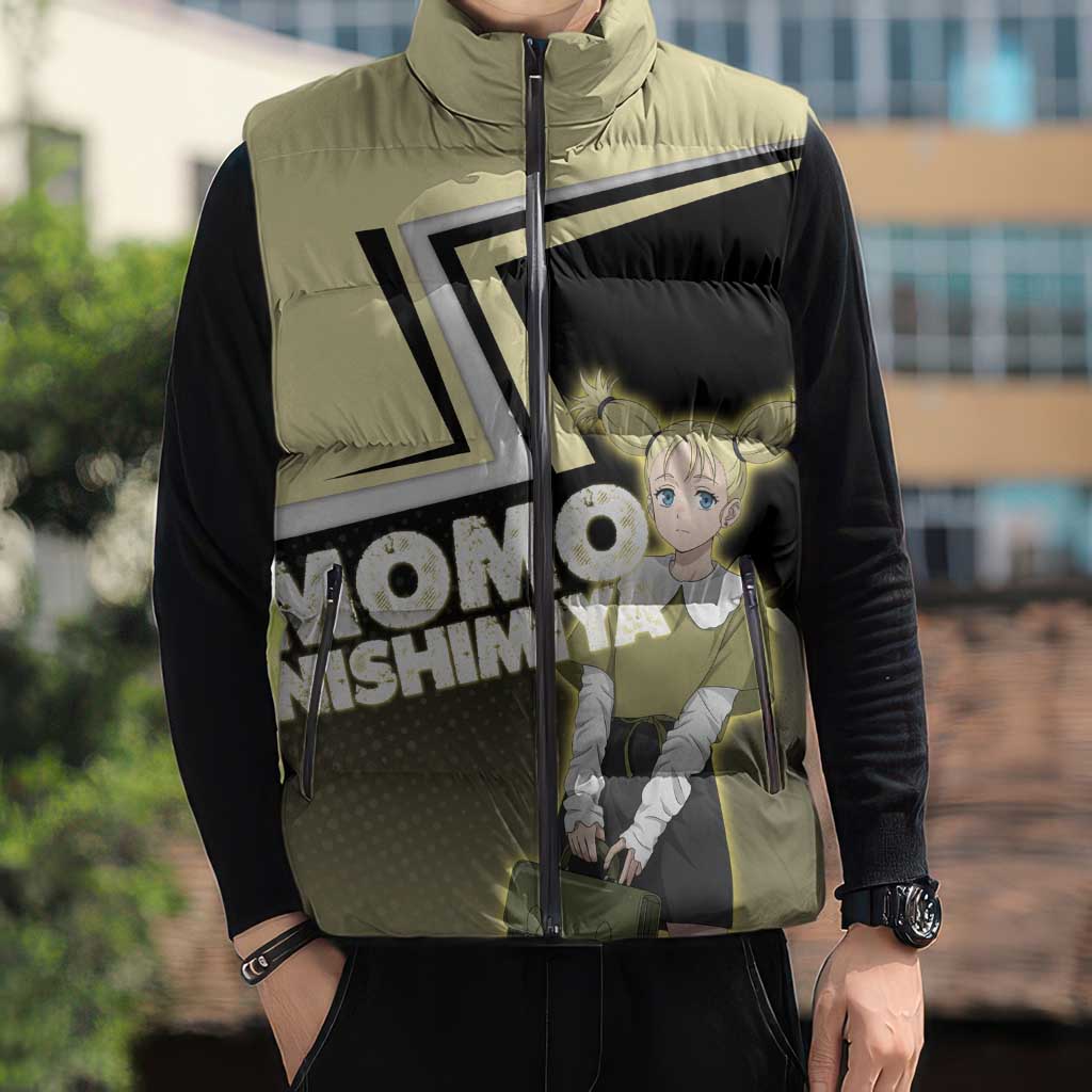 Momo Nishimiya Sleeveless Puffer Jacket Soft Pastel Anime Style