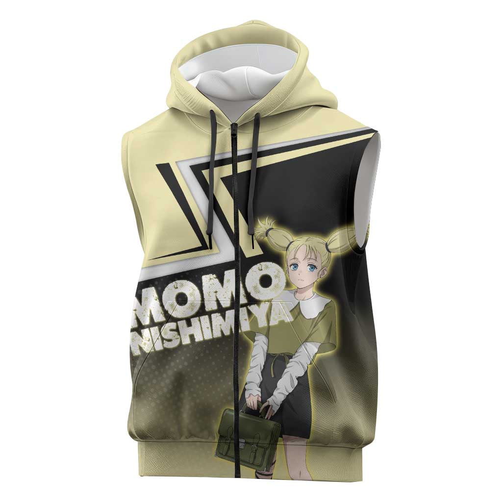 Momo Nishimiya Sleeveless Zip Hoodie Soft Pastel Anime Style