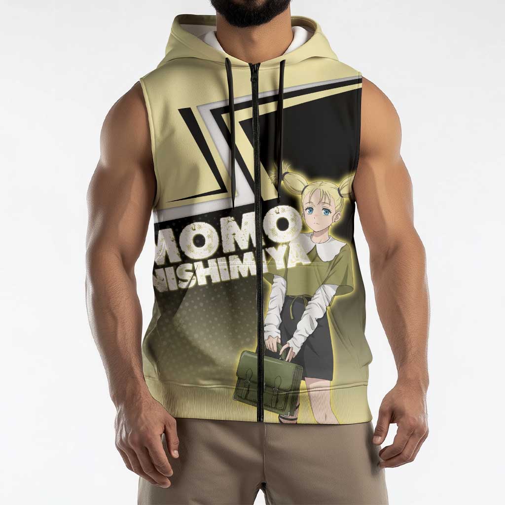 Momo Nishimiya Sleeveless Zip Hoodie Soft Pastel Anime Style