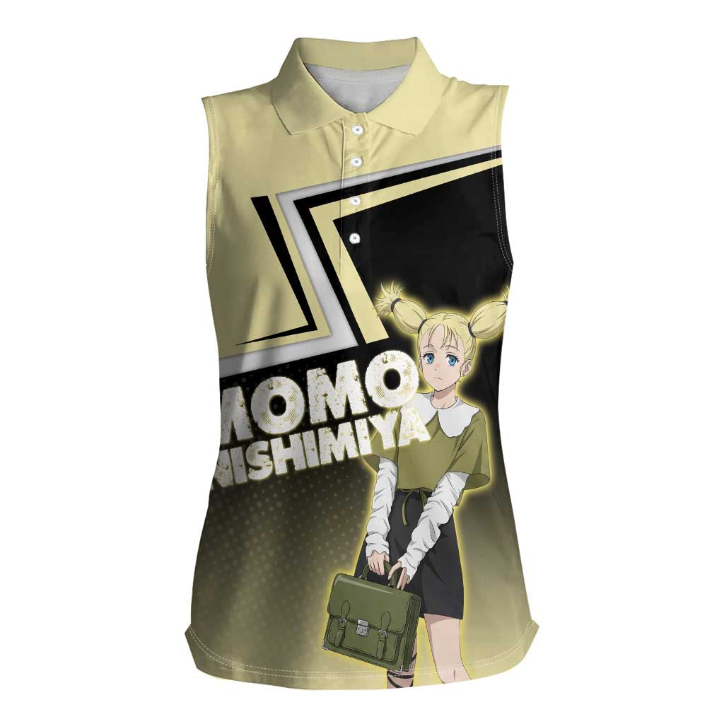 Momo Nishimiya Women Sleeveless Polo Shirt Soft Pastel Anime Style