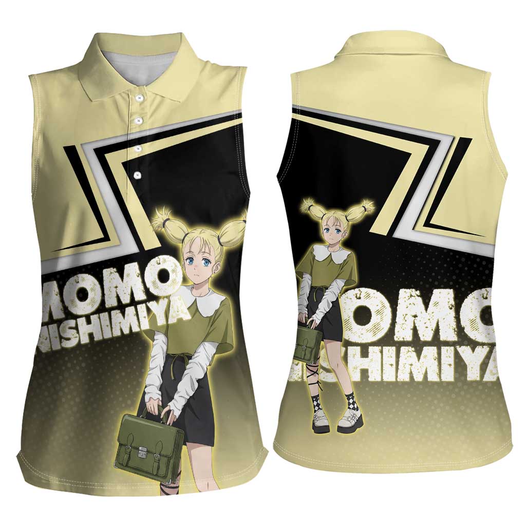 Momo Nishimiya Women Sleeveless Polo Shirt Soft Pastel Anime Style