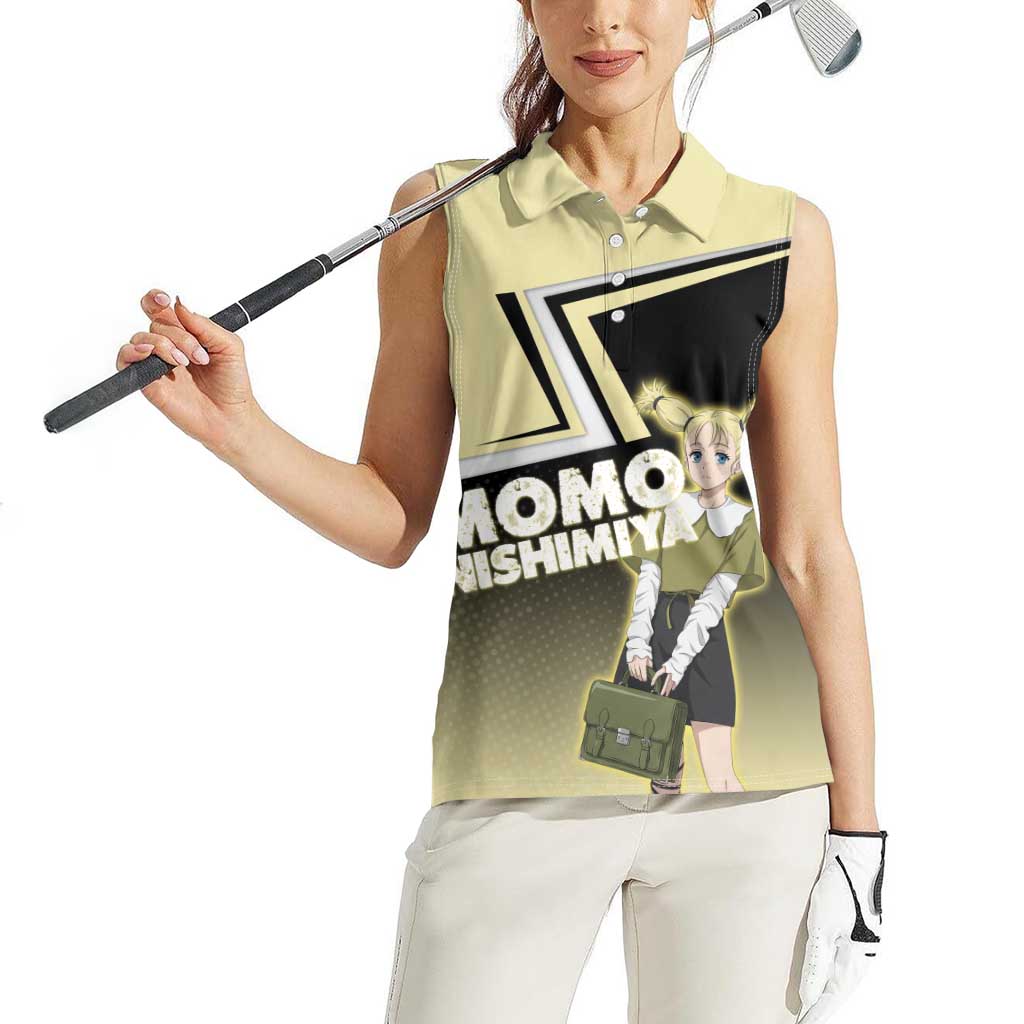 Momo Nishimiya Women Sleeveless Polo Shirt Soft Pastel Anime Style