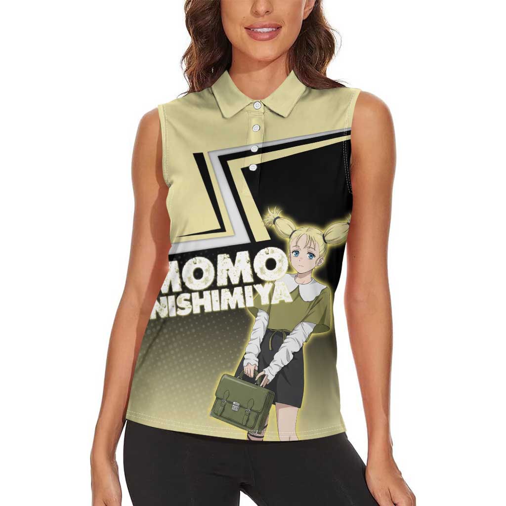 Momo Nishimiya Women Sleeveless Polo Shirt Soft Pastel Anime Style