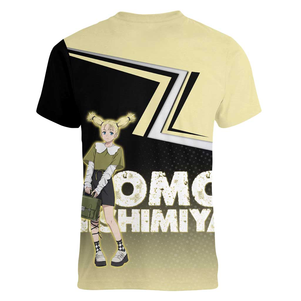 Momo Nishimiya Women V-Neck T-Shirt Soft Pastel Anime Style