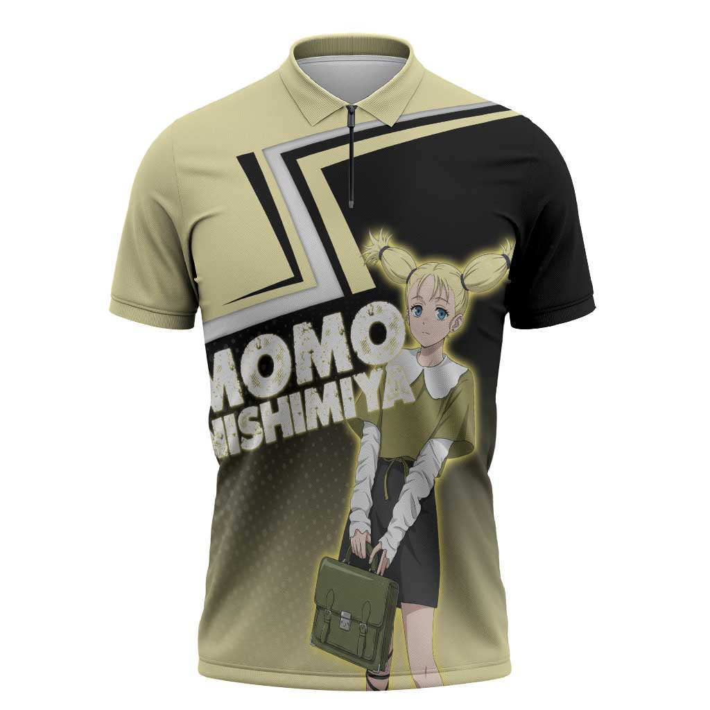 Momo Nishimiya Zipper Polo Shirt Soft Pastel Anime Style