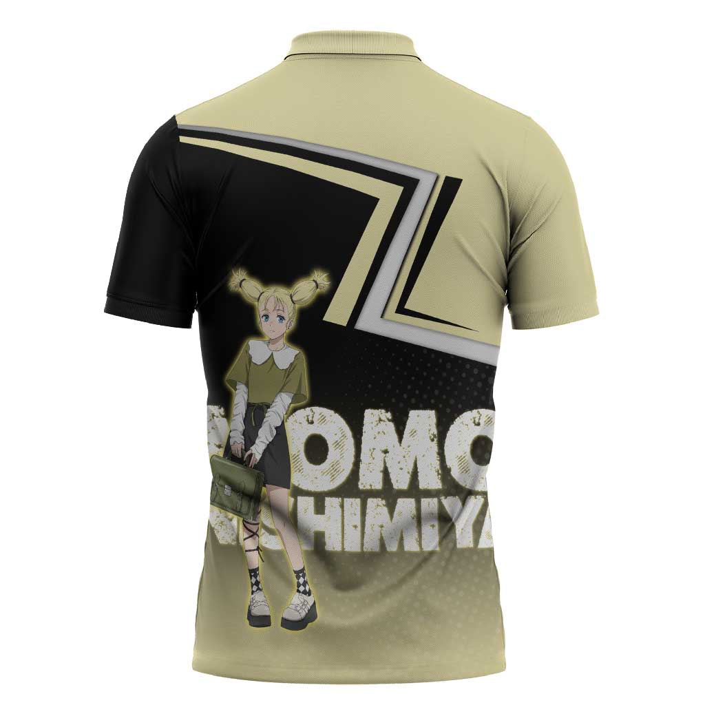 Momo Nishimiya Zipper Polo Shirt Soft Pastel Anime Style