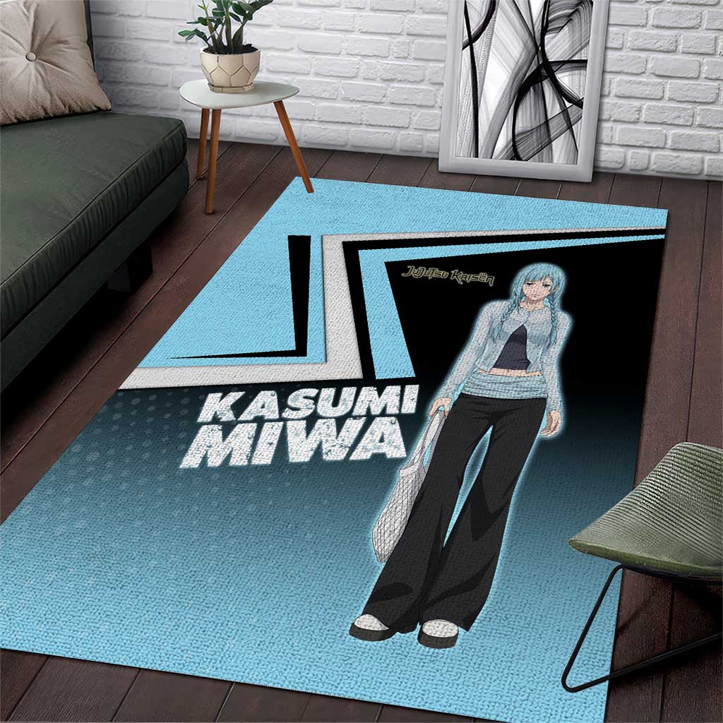 Kasumi Miwa Area Rug Blue Gradient Anime Style