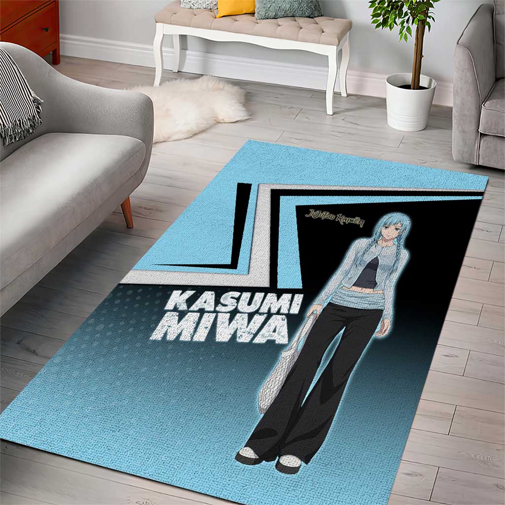 Kasumi Miwa Area Rug Blue Gradient Anime Style