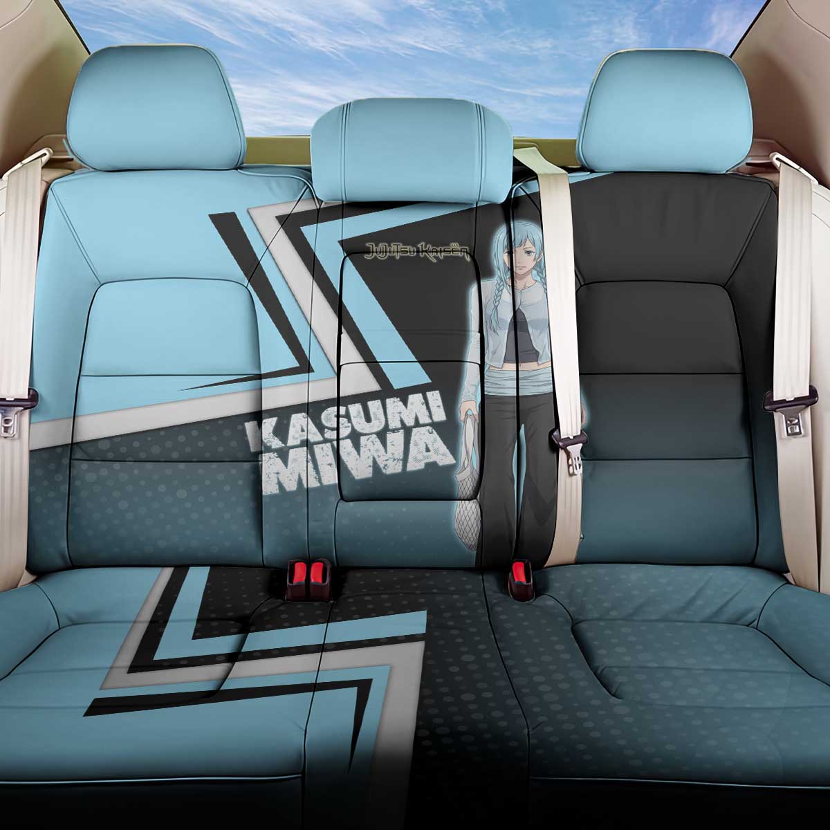 Kasumi Miwa Back Car Seat Cover Blue Gradient Anime Style