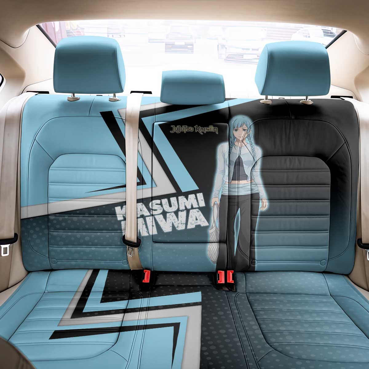 Kasumi Miwa Back Car Seat Cover Blue Gradient Anime Style