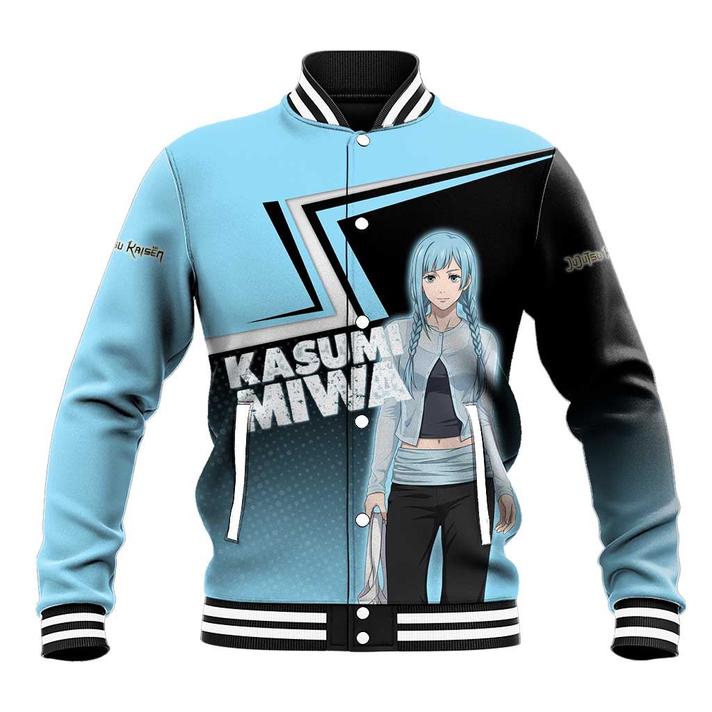 Kasumi Miwa Baseball Jacket Blue Gradient Anime Style
