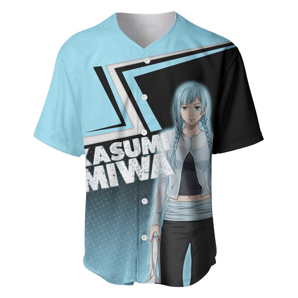 Kasumi Miwa Baseball Jersey Blue Gradient Anime Style