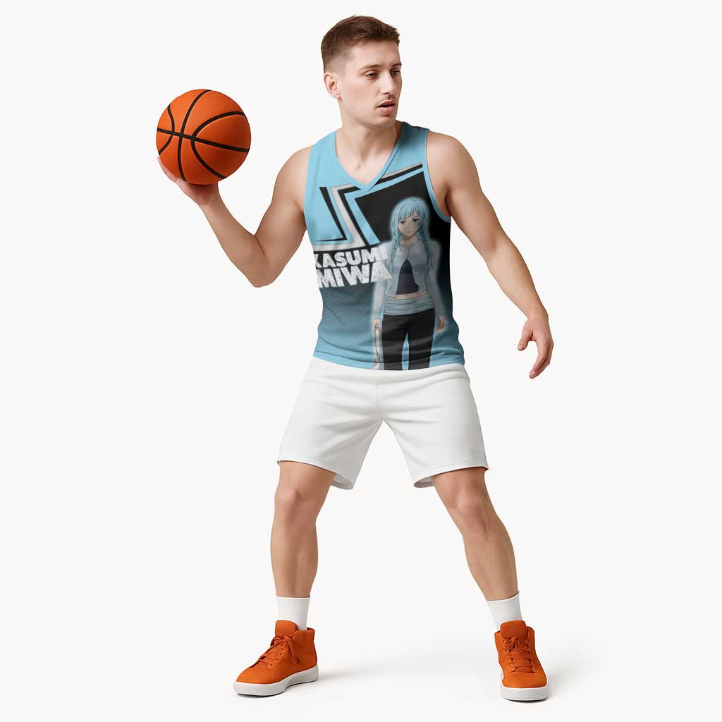Kasumi Miwa Basketball Jersey Blue Gradient Anime Style