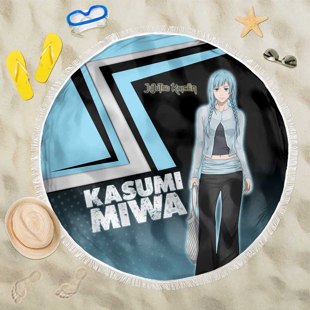 Kasumi Miwa Beach Blanket Blue Gradient Anime Style