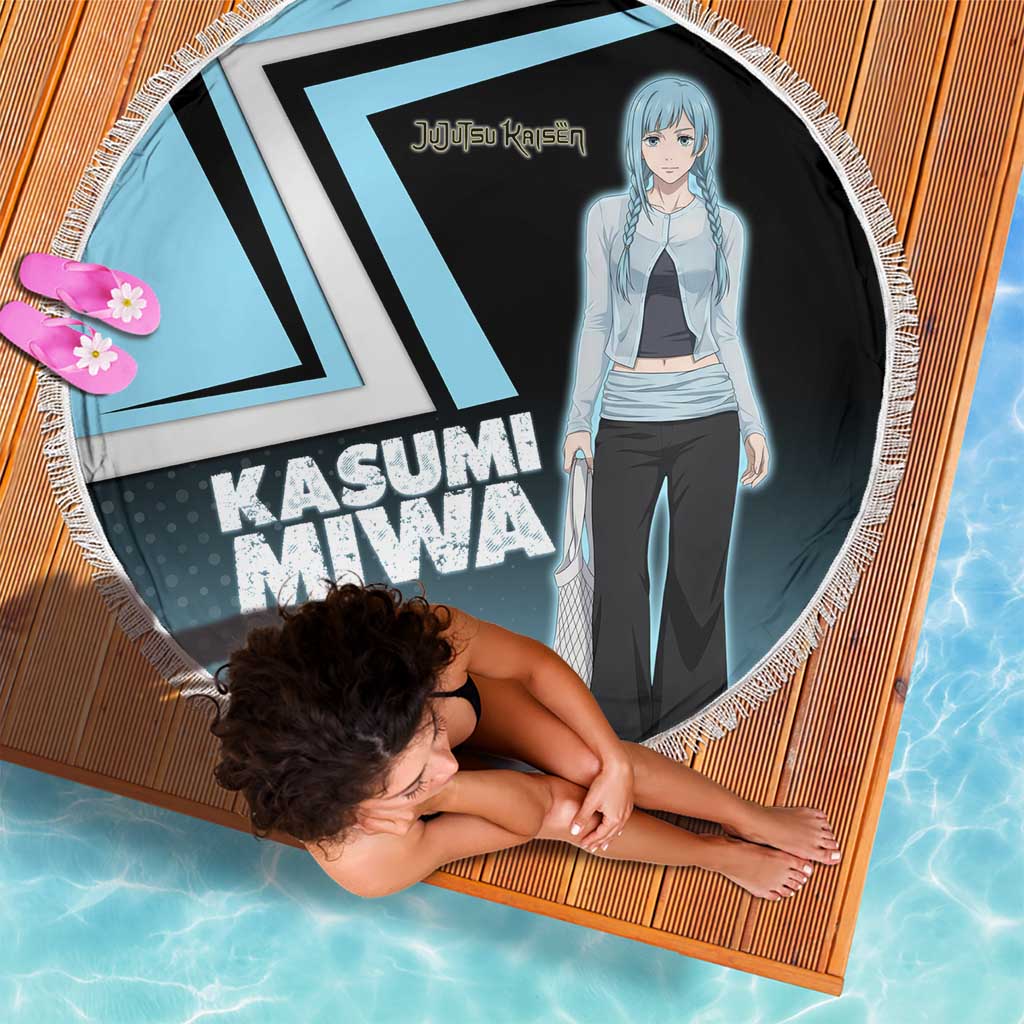 Kasumi Miwa Beach Blanket Blue Gradient Anime Style