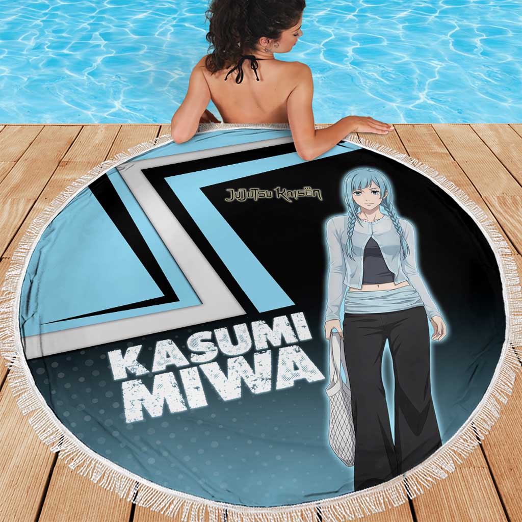 Kasumi Miwa Beach Blanket Blue Gradient Anime Style