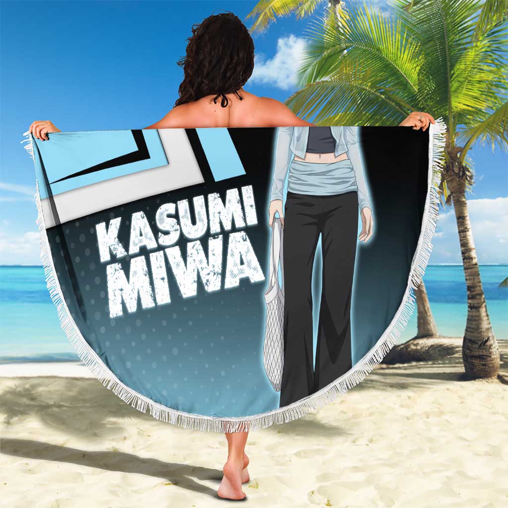 Kasumi Miwa Beach Blanket Blue Gradient Anime Style