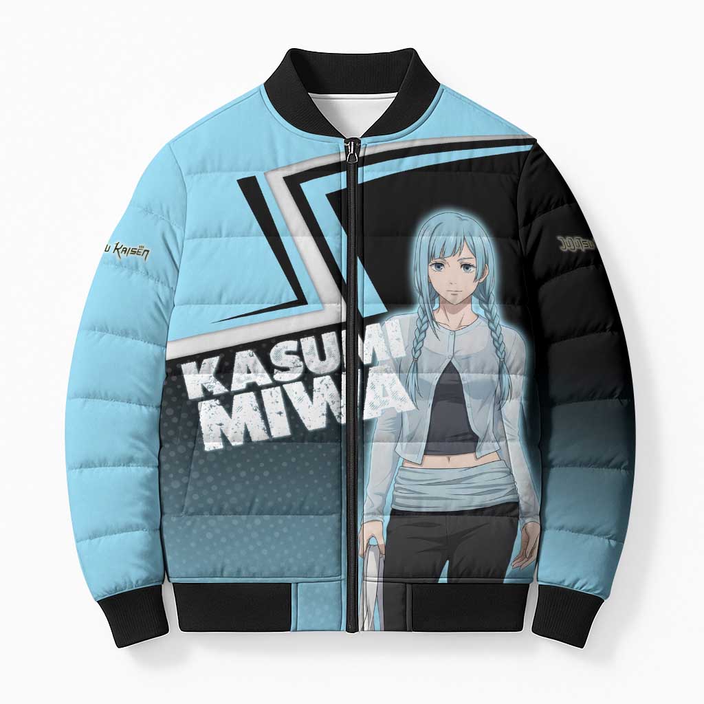 Kasumi Miwa Bomber Puffer Jacket Blue Gradient Anime Style