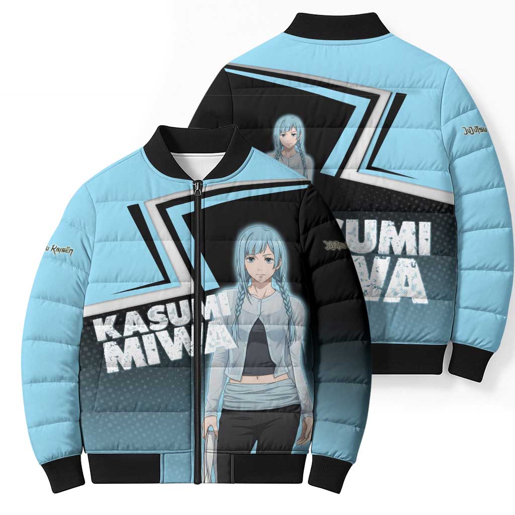 Kasumi Miwa Bomber Puffer Jacket Blue Gradient Anime Style