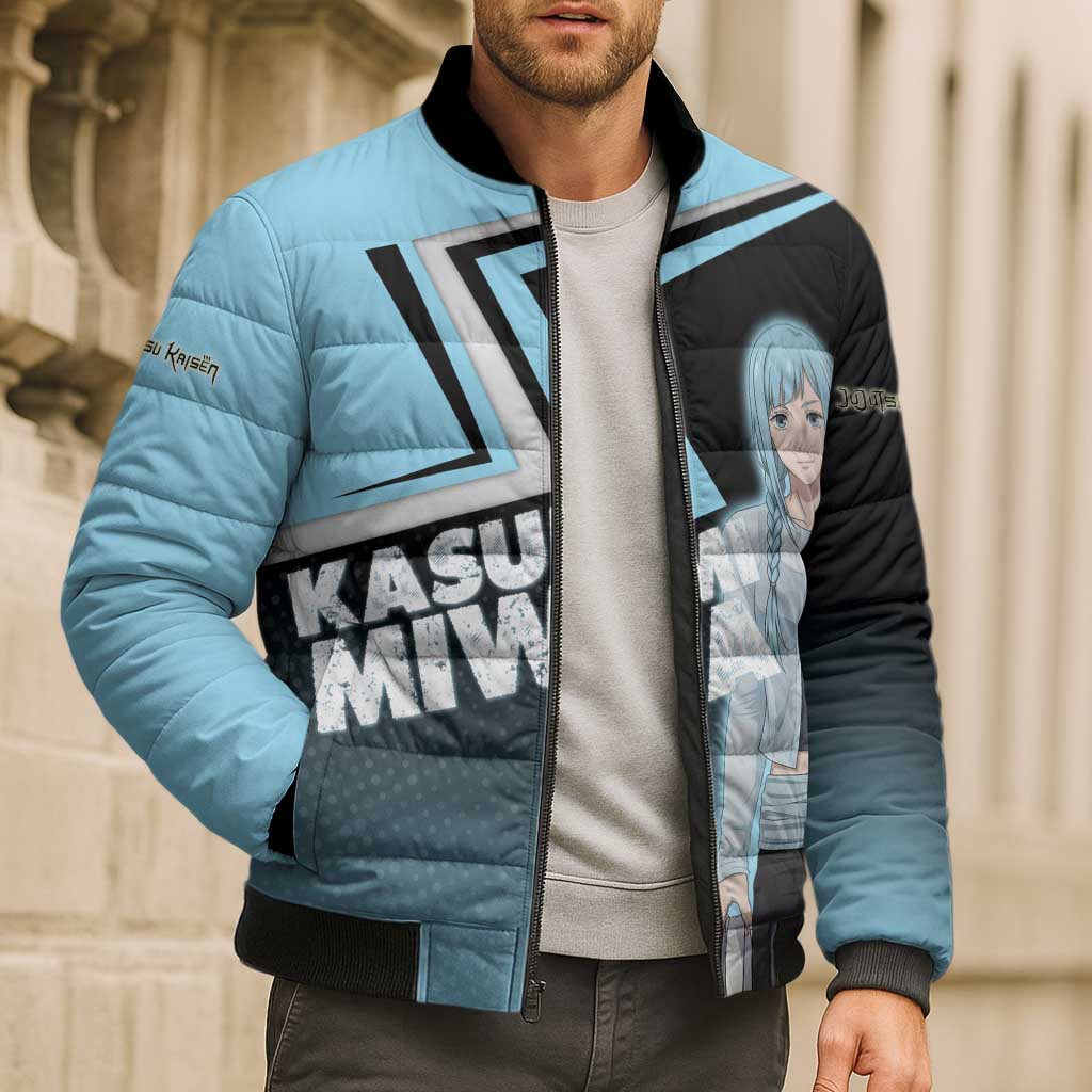 Kasumi Miwa Bomber Puffer Jacket Blue Gradient Anime Style