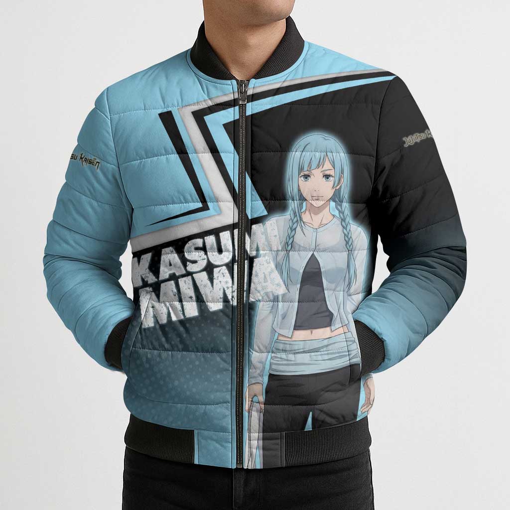 Kasumi Miwa Bomber Puffer Jacket Blue Gradient Anime Style
